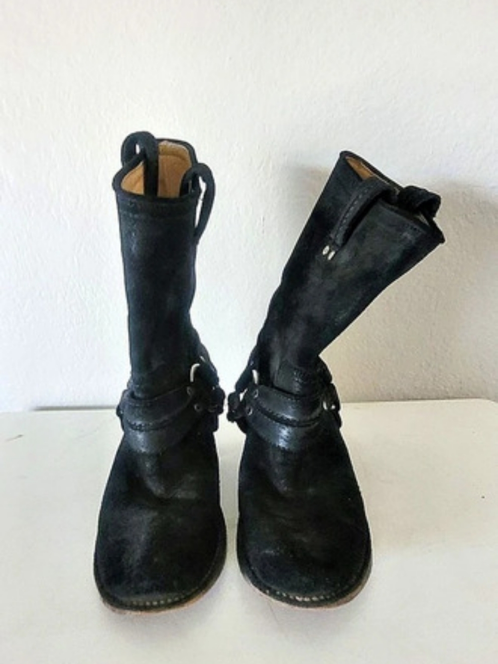 Frye Harness 12R Heeled Leather Ankle Boots Black US 7.5